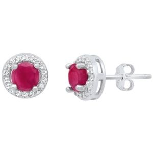Genuine Ruby and White Topaz Sterling Silver